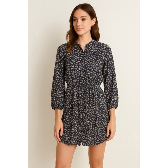 Joie Floral Button Front Mini Dress Cottagecore Boho Navy XXS - Picture 1 of 5